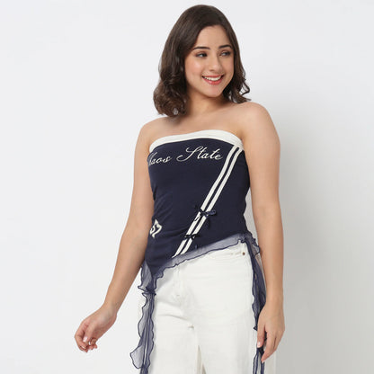 Cotton Printed Off Shoulder Crop Top