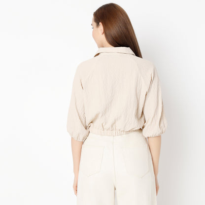 Regular Fit Solid Shirt Collar Shirt