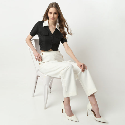 Regular Fit Solid Shirt Collar Shirt