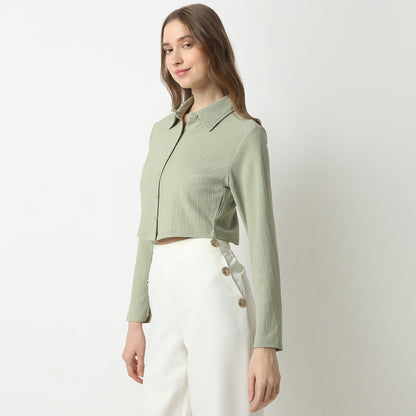 Regular Fit Solid Shirt Collar Shirt