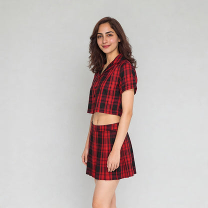 Cotton Checkered Short Sleeve Shirt