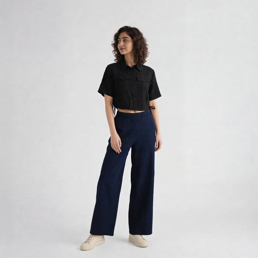 Viscose Nylon Solid Short Sleeve Shirt