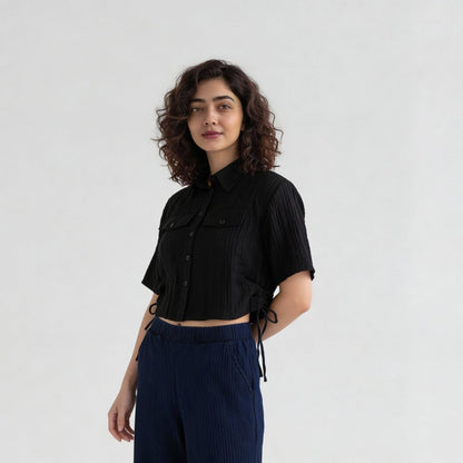 Viscose Nylon Solid Short Sleeve Shirt