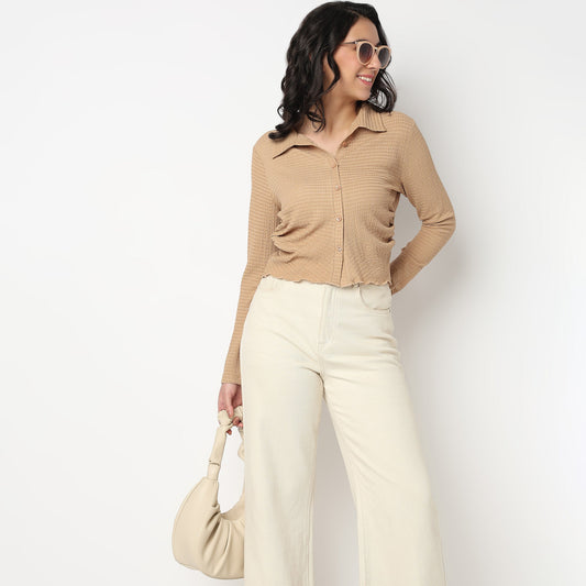 Slim Fit Structured Cropped Shirt