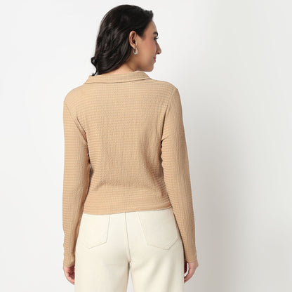 Slim Fit Structured Cropped Shirt