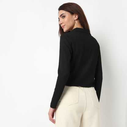 Slim Fit Structured Cropped Shirt