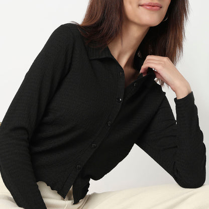 Slim Fit Structured Cropped Shirt