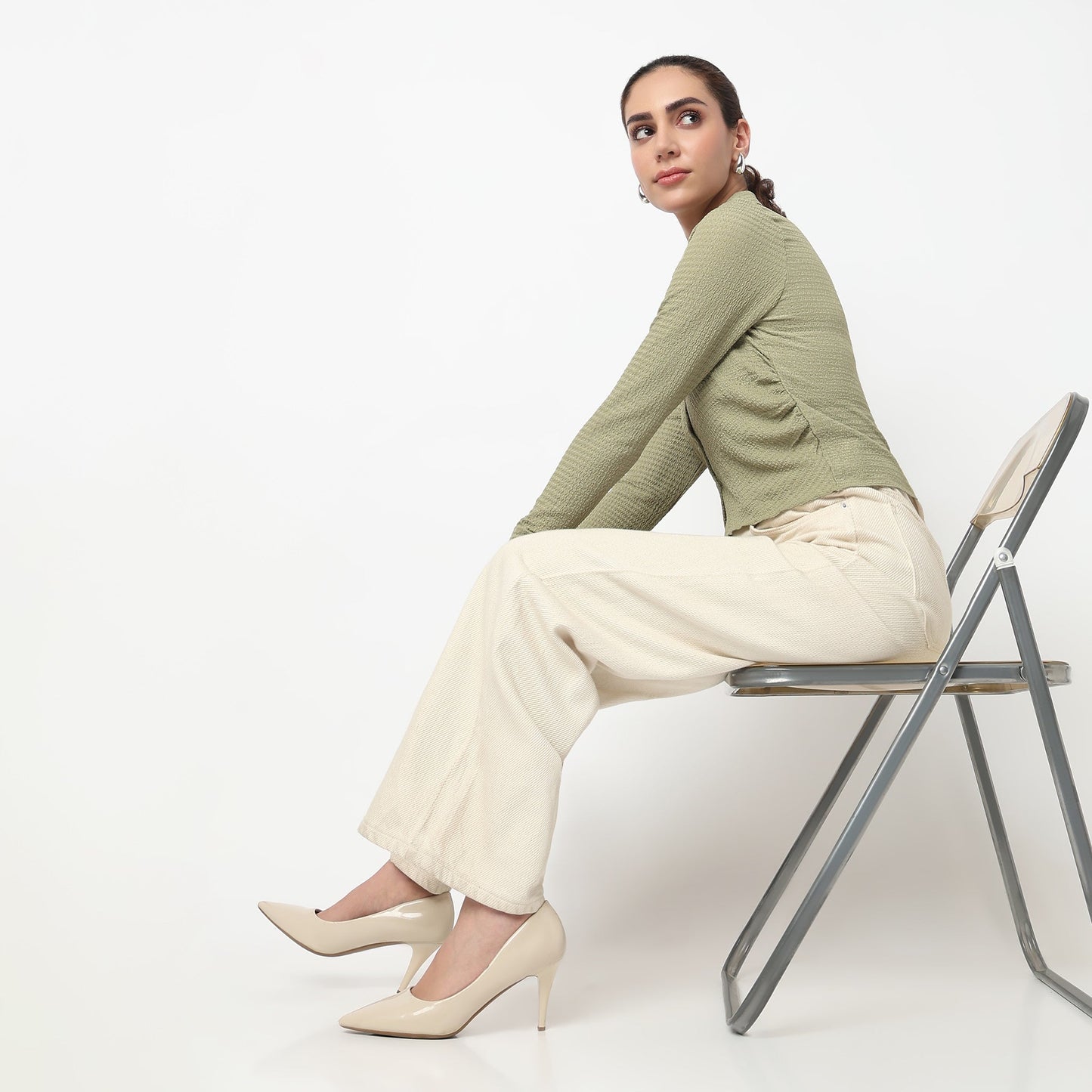 Slim Fit Structured Cropped Shirt