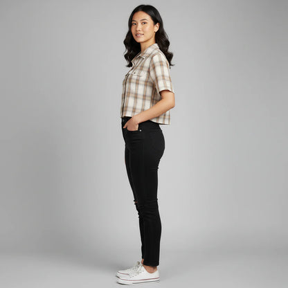 Cropped Boxy Checkered Shirt