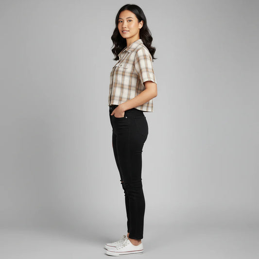 Cropped Boxy Checkered Shirt