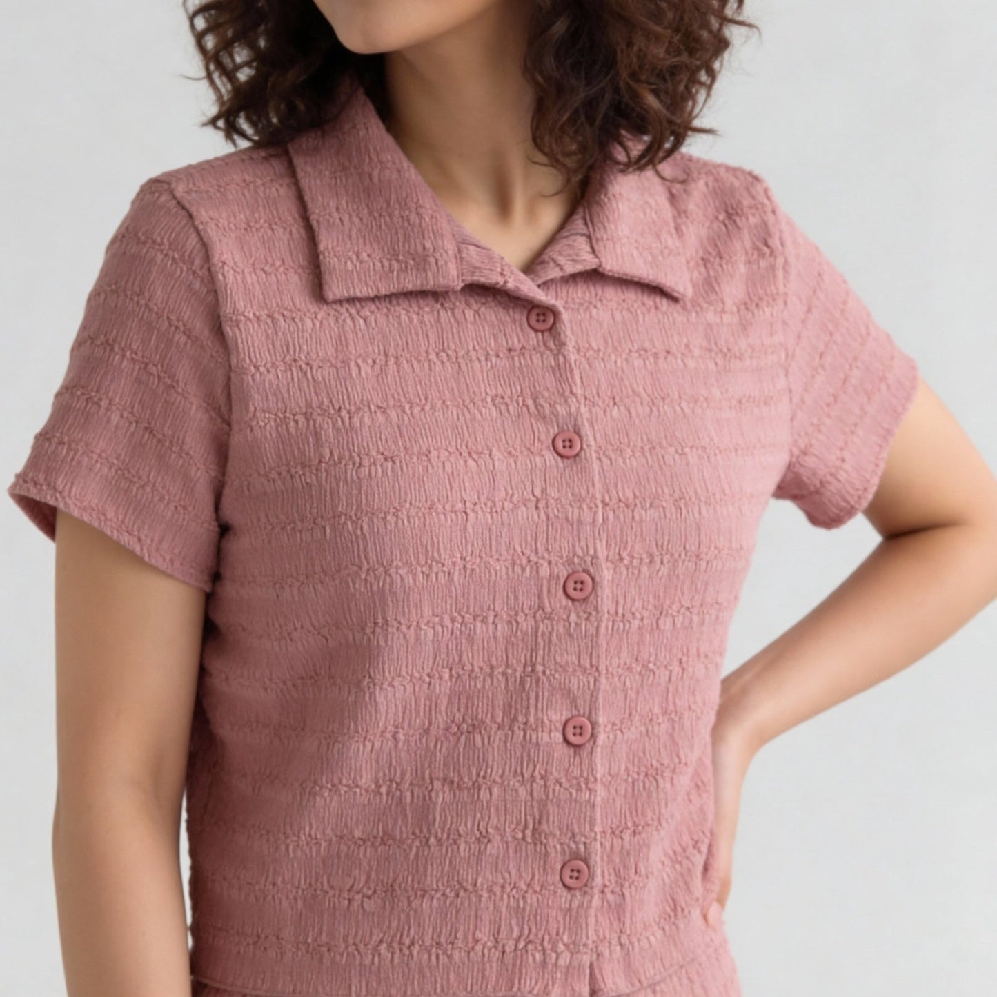 Smocked Cropped Shirt