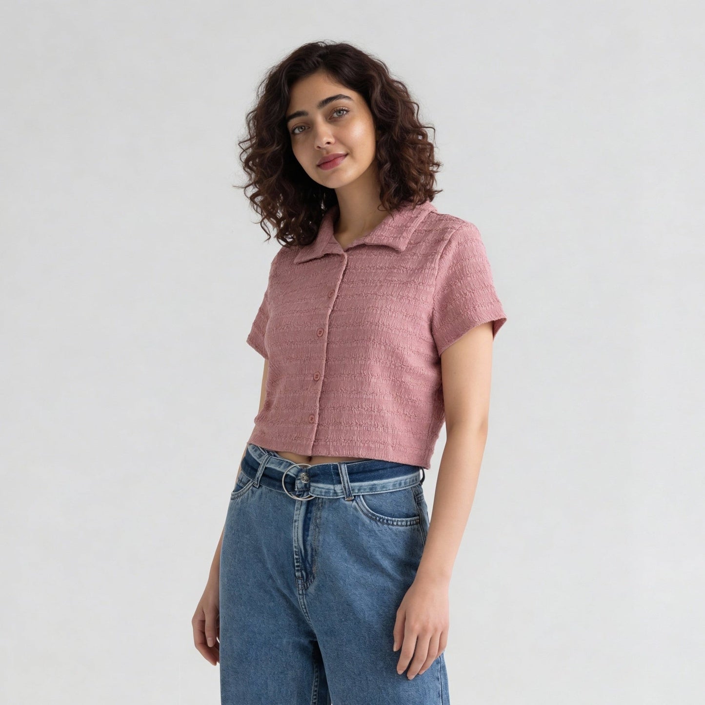 Smocked Cropped Shirt