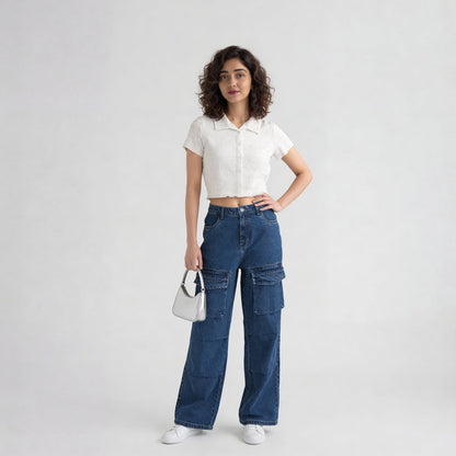 Smocked Cropped Shirt