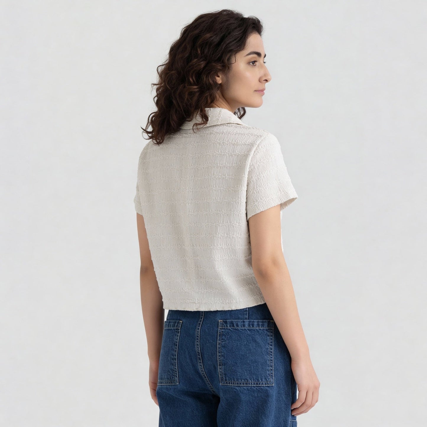 Smocked Cropped Shirt