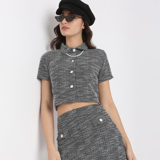 Regular Fit Solid Crop Top