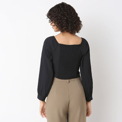 Regular Fit Solid Crop Top