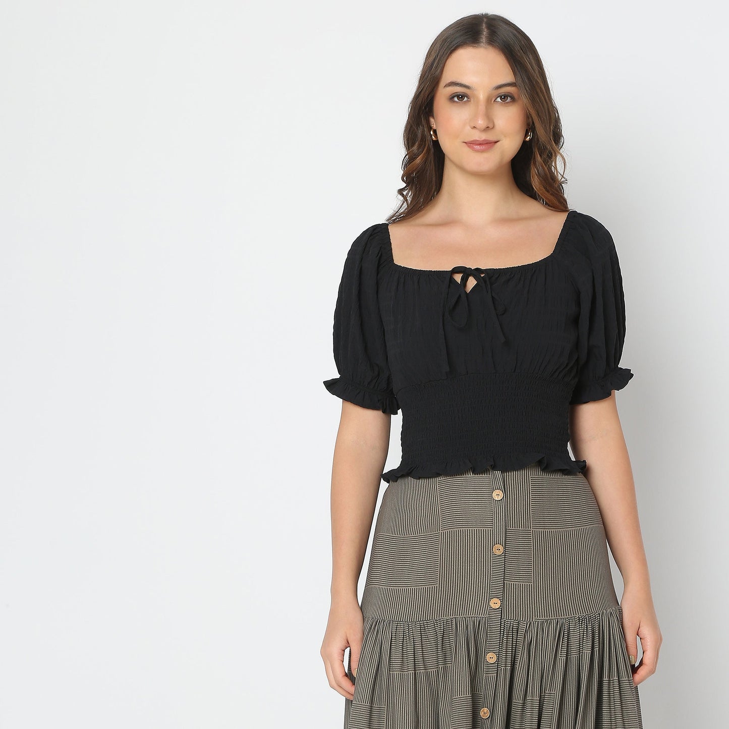 Regular Fit Solid Crop Top