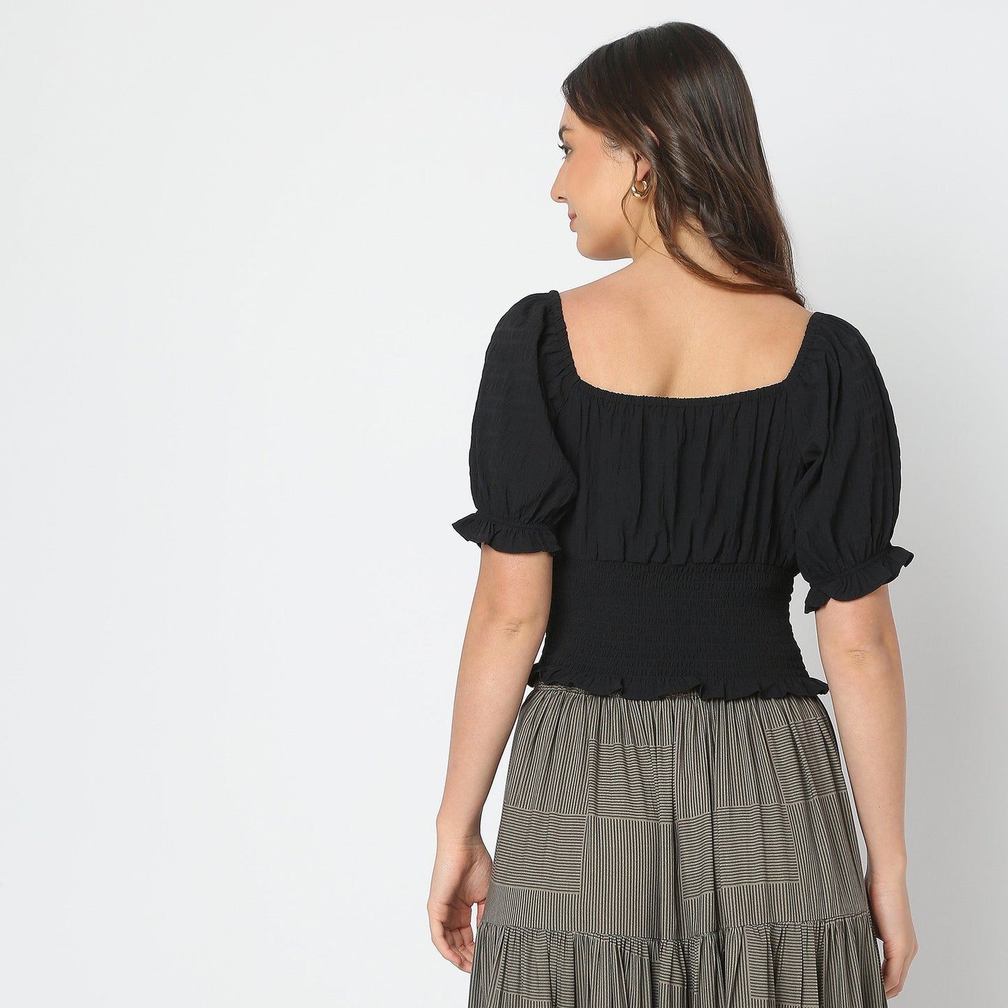 Regular Fit Solid Crop Top