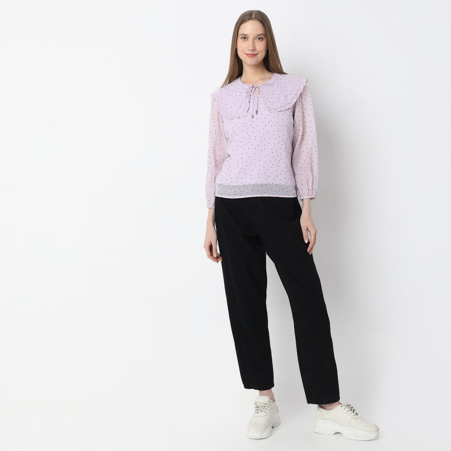 Polka Dot Peter Pan Collar Top