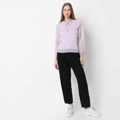 Polka Dot Peter Pan Collar Top