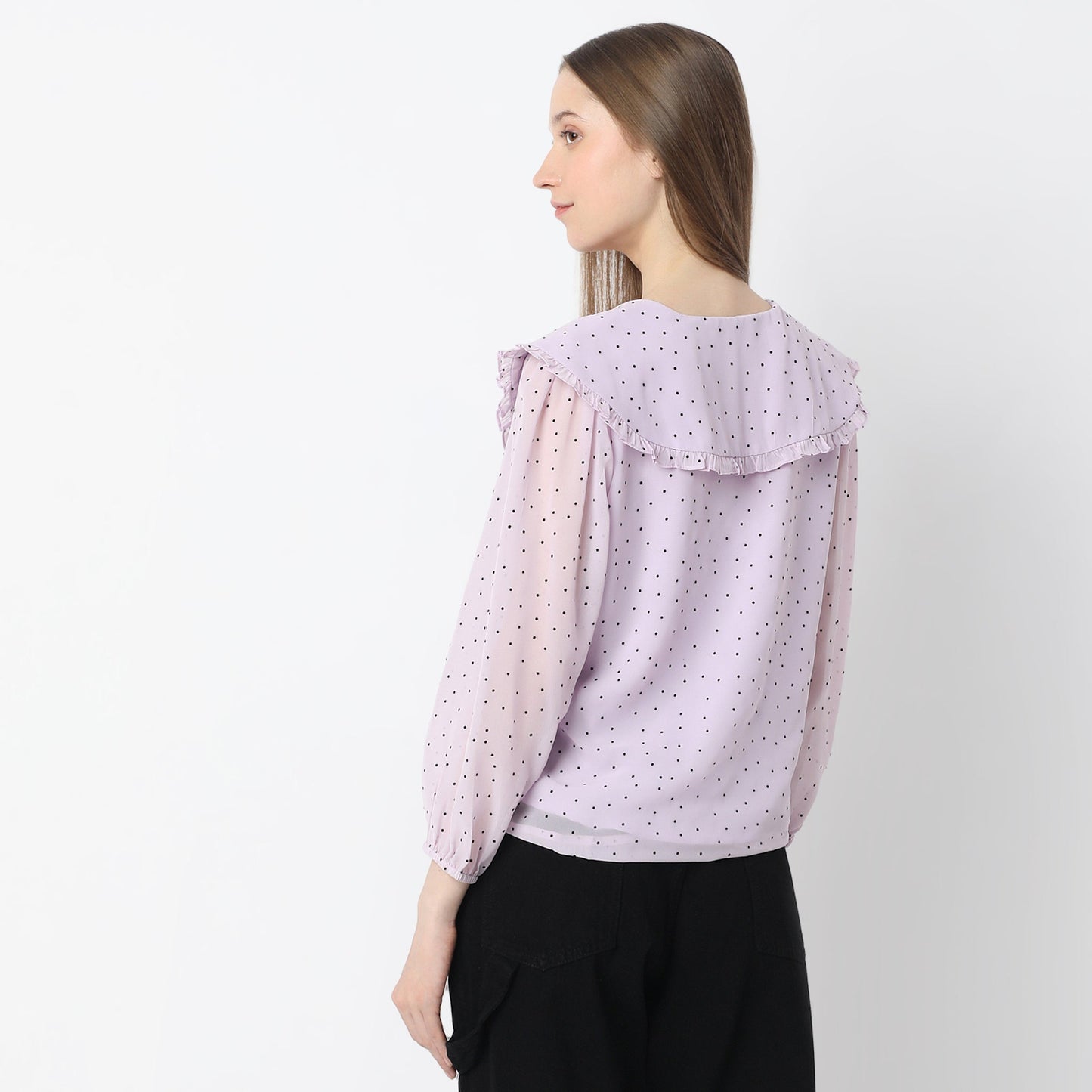 Polka Dot Peter Pan Collar Top