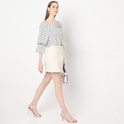 Floral Print Square Neck Poet Style Sleeve Crop Top