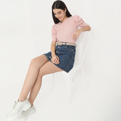 Regular Fit Checkered Top