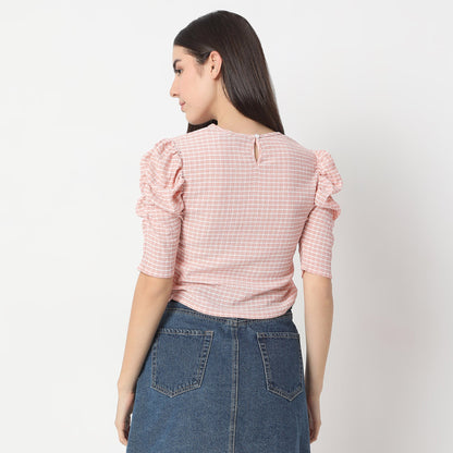 Regular Fit Checkered Top