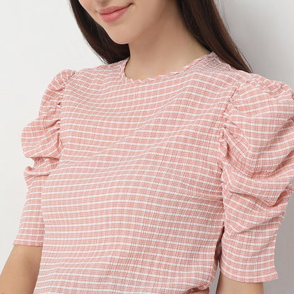 Regular Fit Checkered Top
