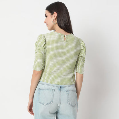 Regular Fit Checkered Top