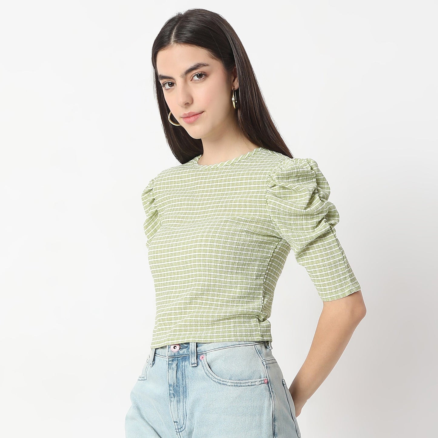 Regular Fit Checkered Top
