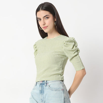 Regular Fit Checkered Top
