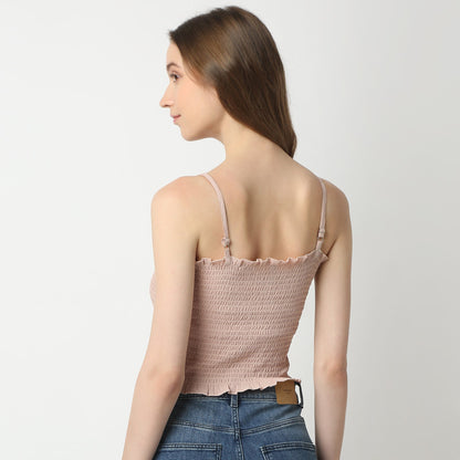 Slim Fit Solid Square Neck Crop Top