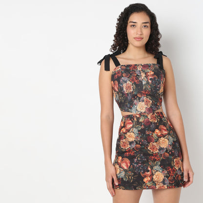 Young Women Corset Top with Floral Print.