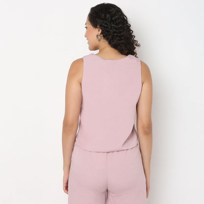 V-Neck Top With Front Tie-Up Detail