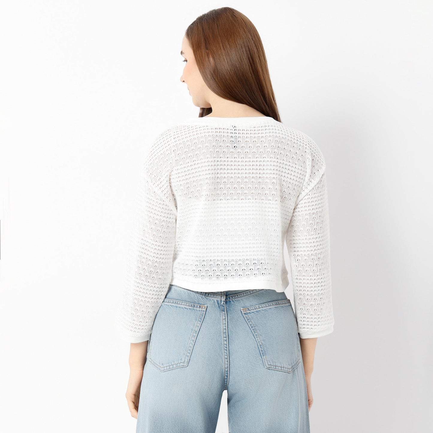 Boxy Fit Solid Round Neck Top