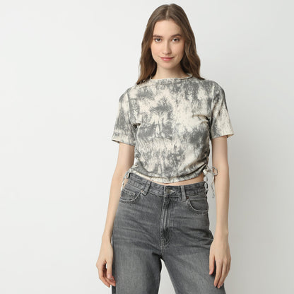 Regular Fit Abstract High Neck Top