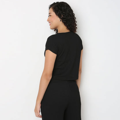 Solid Boxy Fit Crop Top