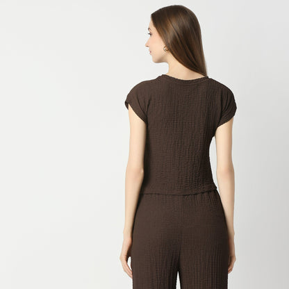 Solid Boxy Fit Crop Top
