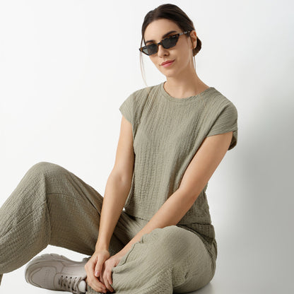 Solid Boxy Fit Crop Top