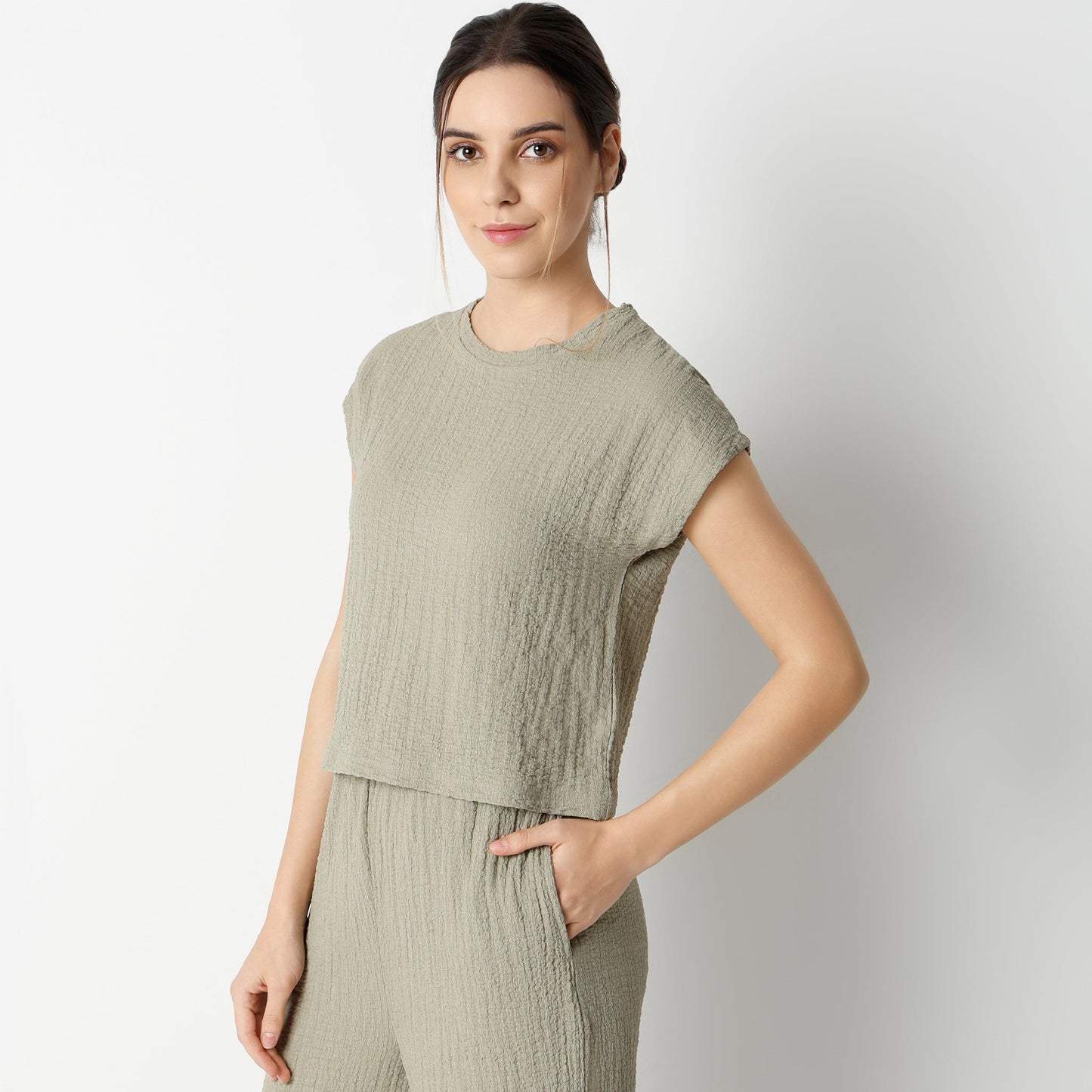 Solid Boxy Fit Crop Top
