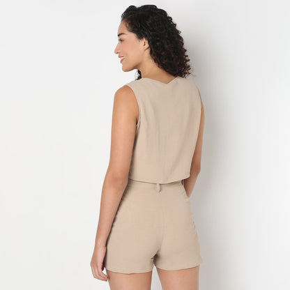 Young Women Fitted Vest, with Front Button Opening