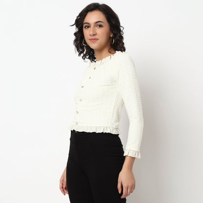 Buy Women Slim Fit Solid Full Sleeve Top  - Style Union