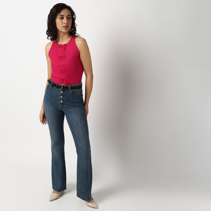 Buy Women Slim Fit Solid Sleeveless Top  - Style Union
