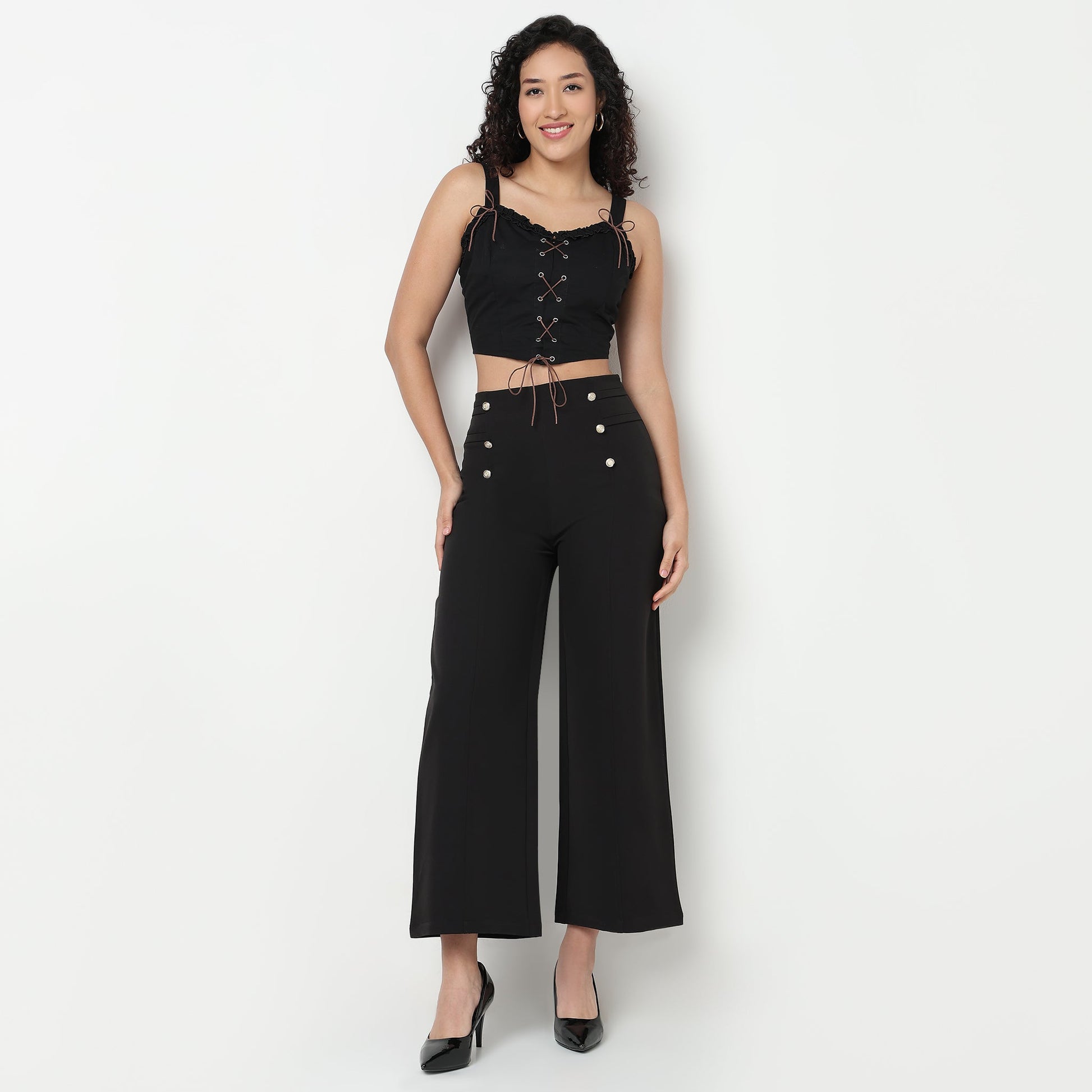 Buy Women Slim Fit Solid Sleeveless Top  - Style Union