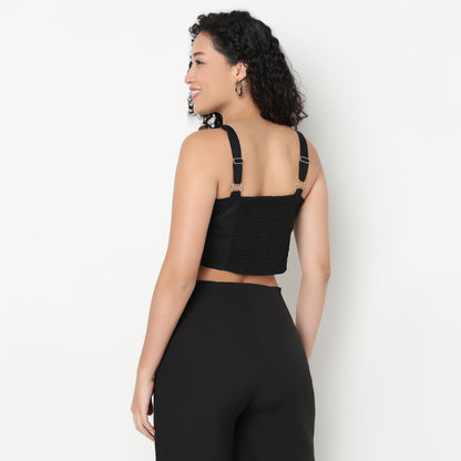 Buy Women Slim Fit Solid Sleeveless Top  - Style Union