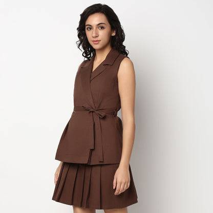Buy Women Slim Fit Solid Sleeveless Top  - Style Union
