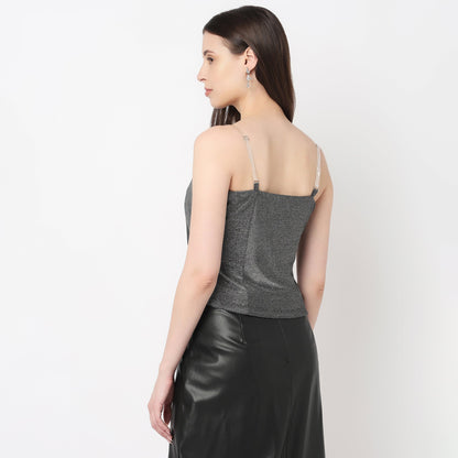 Embellished Square Neck Tube Top