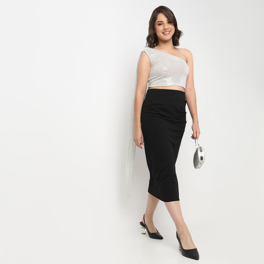 One Shoulder Embellished Top