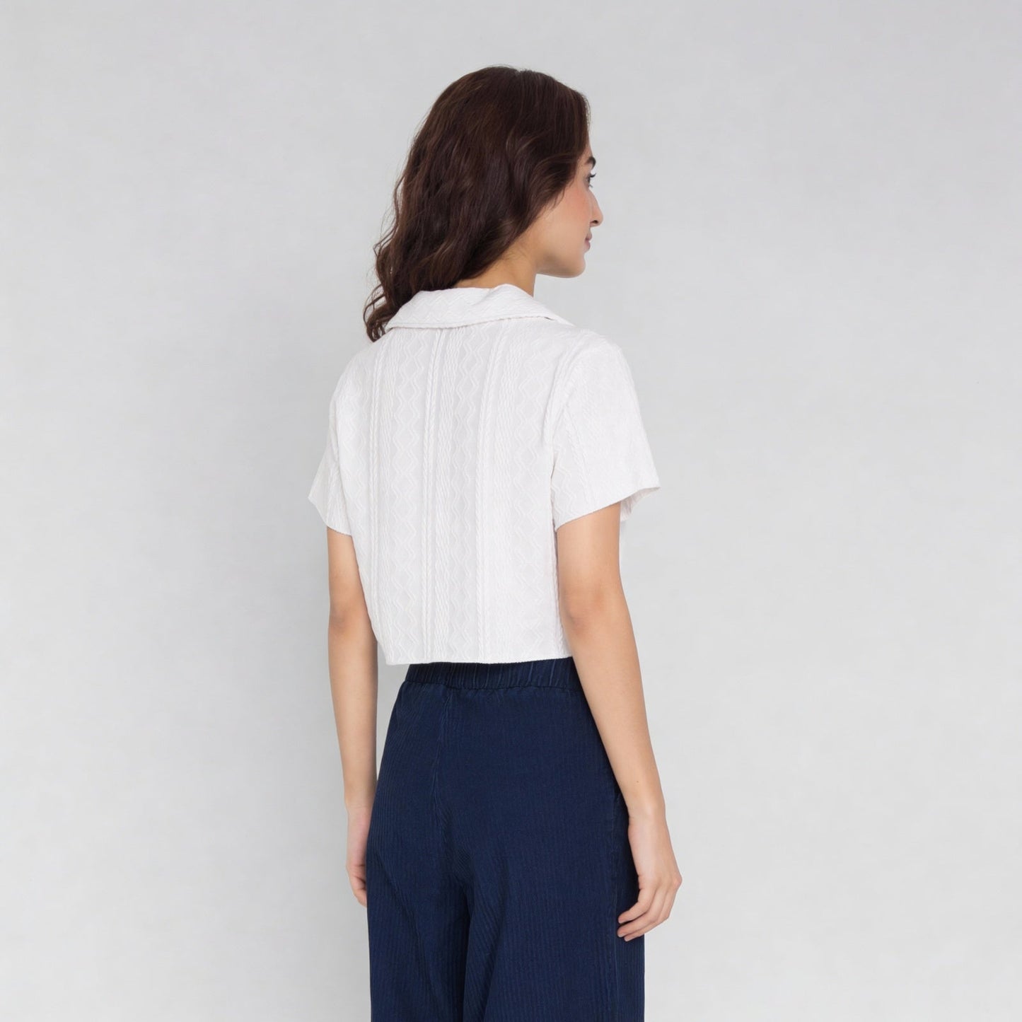 Textured Cuban Collar Top